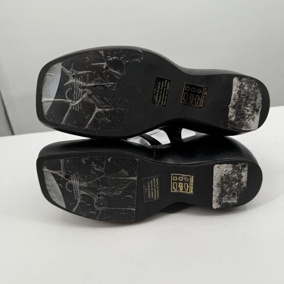 Free People Brooklyn US 7.5 Shoes Black Leather Ankle Strap Platform Sandals - Picture 3 of 16